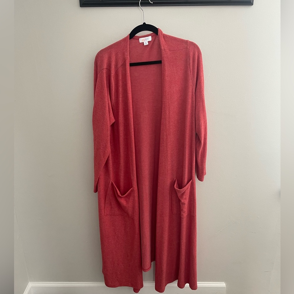 LuLaRoe XL Red Duster Long Cardigan